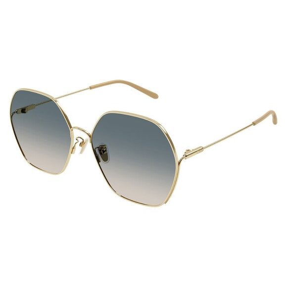 New CHLOE Gold Square CH0169SA 006 Sunglasses Women - Picture 1 of 3